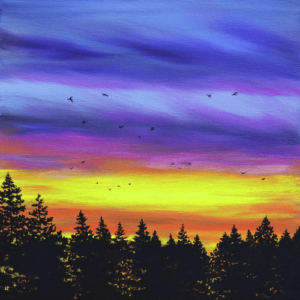 Thursday Painting Class: Sunset Pine Trees by Laura Iverson