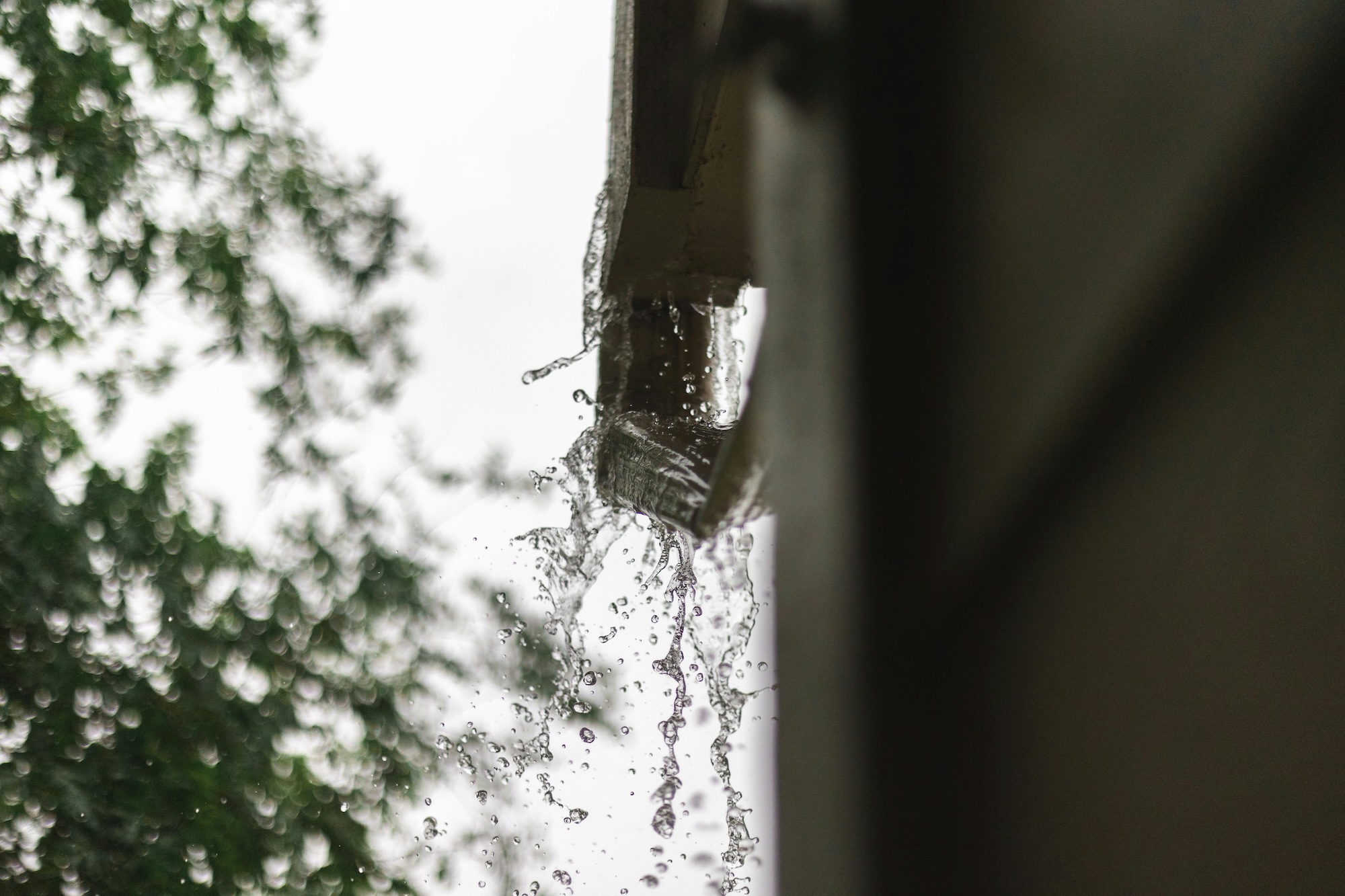 Rain gutter on a house