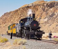 Steam train in the desert