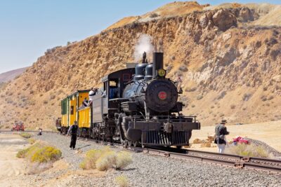 Steam train in the desert